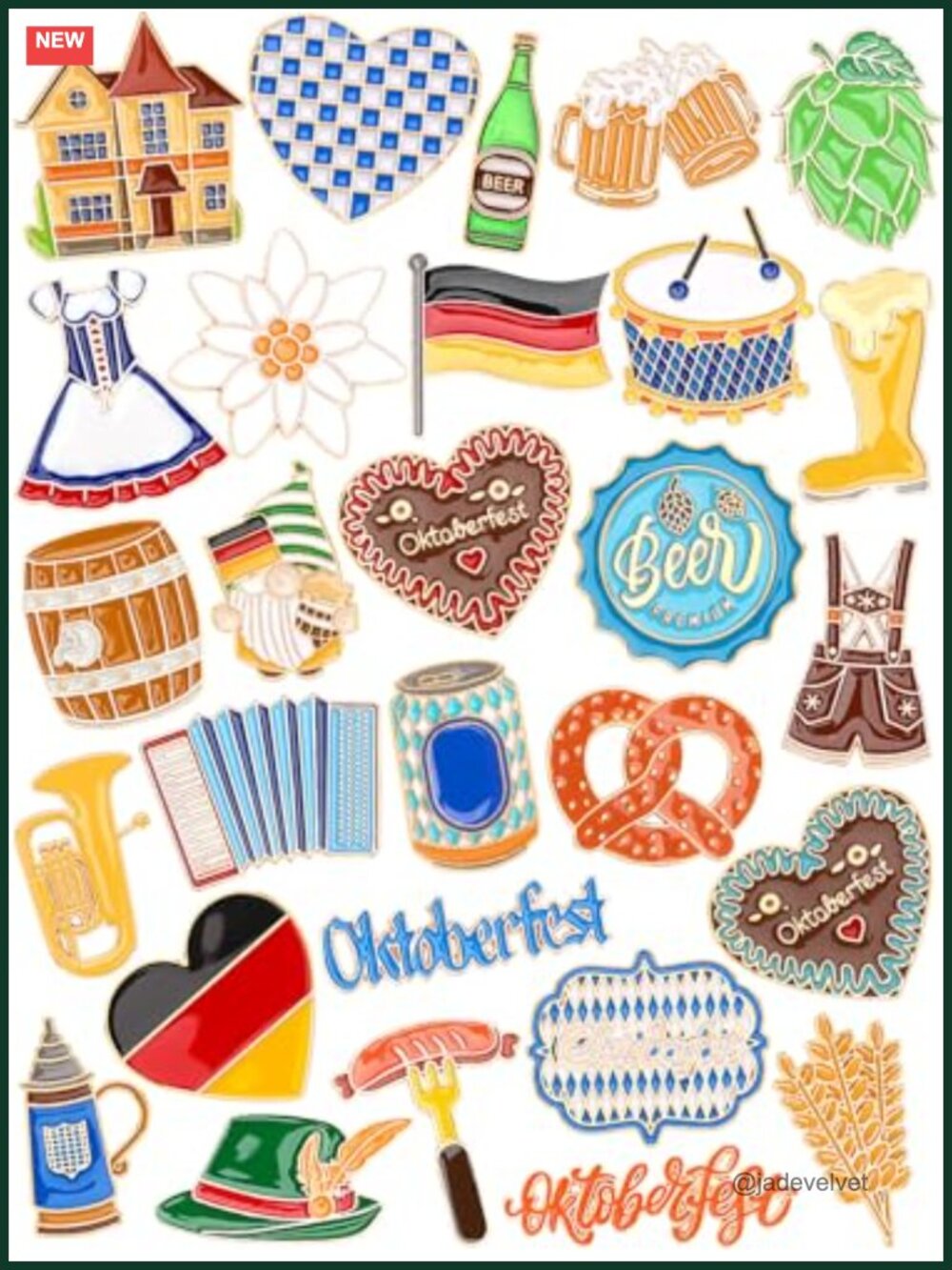 28pc Oktoberfest Pins Bavarian Badges for Party Favor, Clothes Decor, Gift